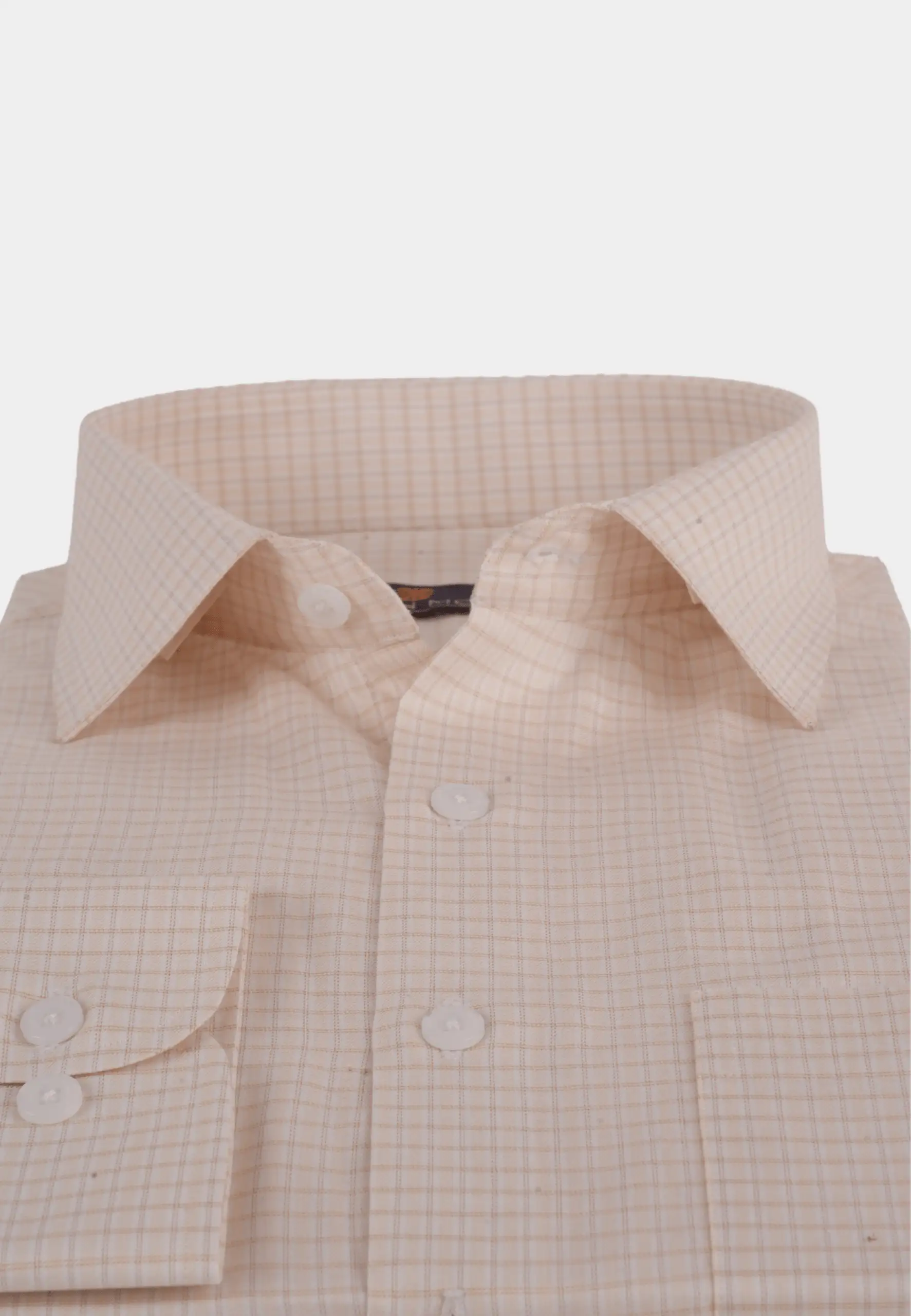 Cream Micro-Check Cotton Shirt - Image 3